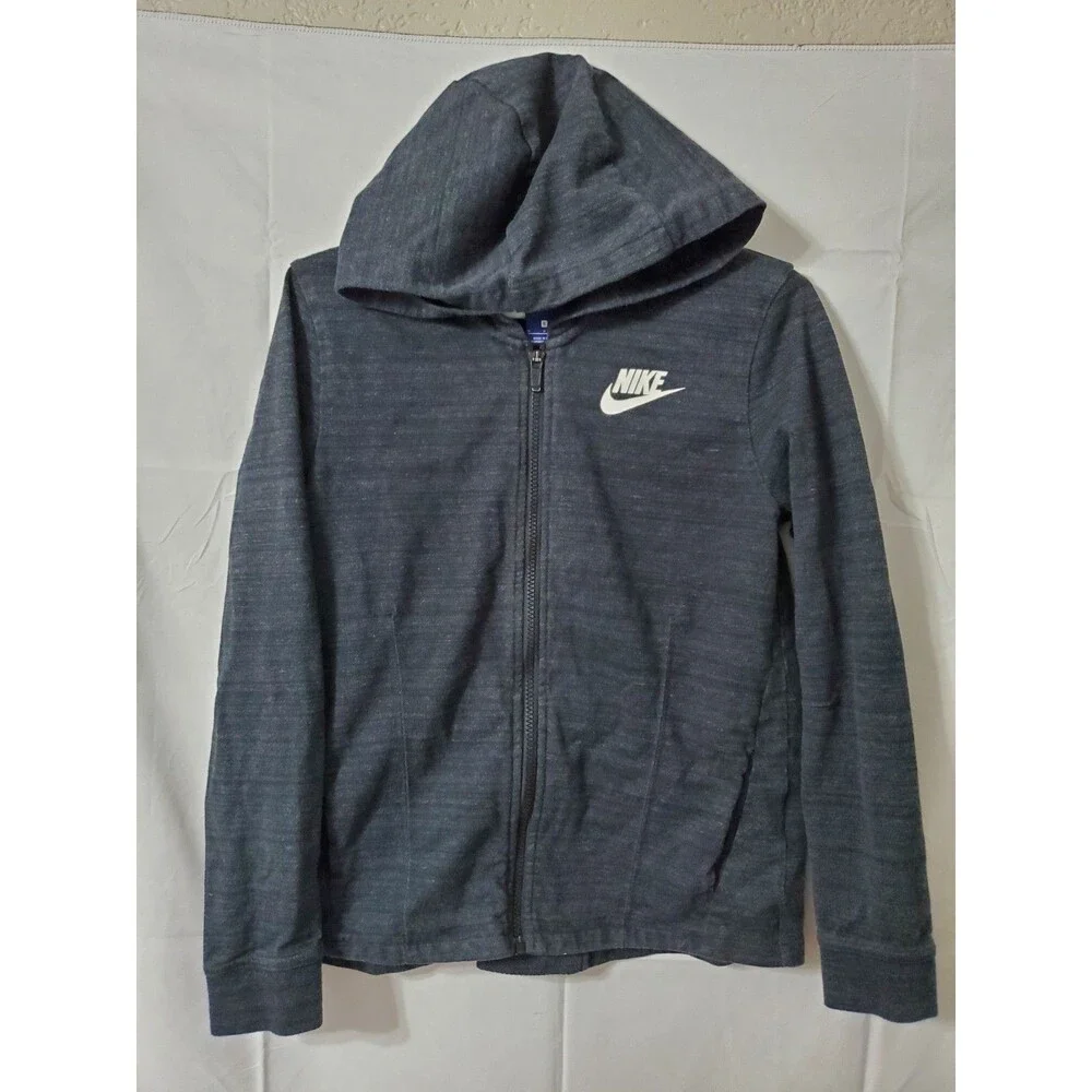 Nike Jacket Women's Small Zip Up Black Gym 837458-010 Hooded Cotton Polyester